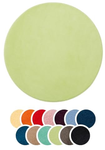 liebling Badteppich, 100% Polyester - Mikrofaser, Serie Santos, Ø 110 cm,1500 g/m², 30 Grad waschbar, Farbe: Limone
