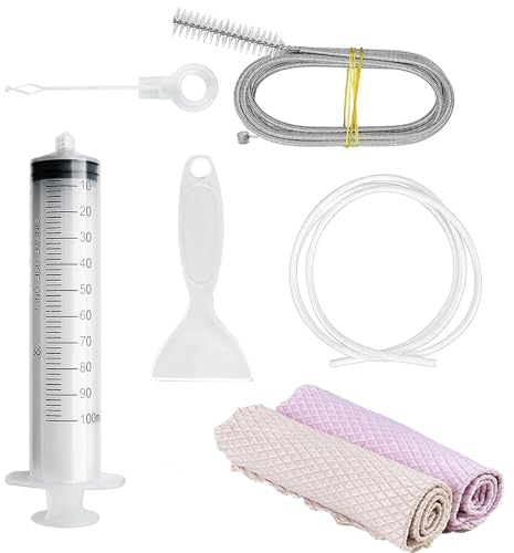 7 Piece Set Fridge Drain Hole Cleaning Tool, Fridge Cleaning Syringe Kit, Drain Unblocker Tools, Fridge Drain Pipe Blocked Dredging Tool Refrigerator Drain Hole Blockage Remover Kits