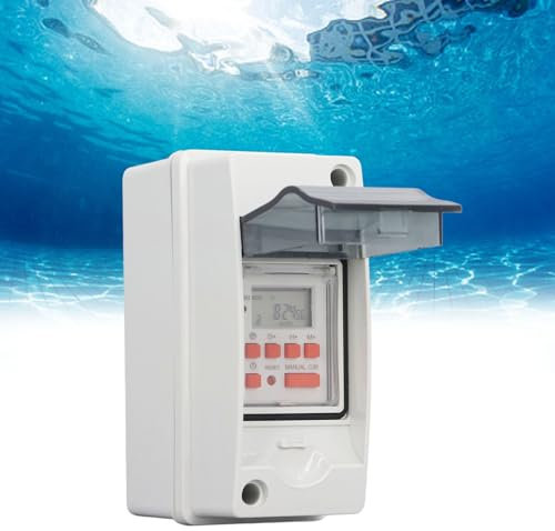 Digitaler Timer Schaltuhr, wasserdichte Box mit eingebauter Batterie, Weitbereichstemperatur, für Poolpumpe, Heizung, Filteranlage