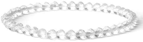 Landorilo Naturstein Perlen Heilstein Armband aus 4mm Facettiertes Steinperlen, Yoga Armbänder für Damen Herren,Glücksarmband, Exquisite Geschenke, Ersatzperlen Inklusive(F Bergkristall)
