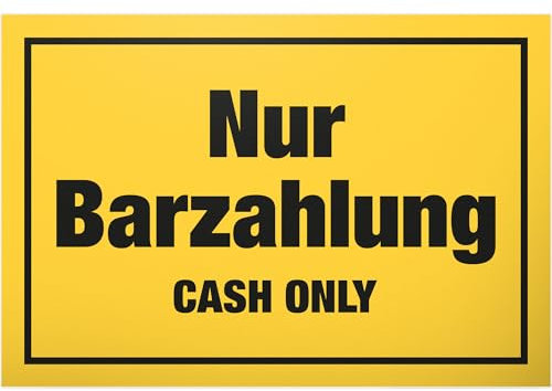 DankeDir! Nur Barzahlung Cash only - Schild 30 x 20 cm - Lustiges Barzahlung Hinweisschild für Gastronomie Einzelhandel - Keine Kartenzahlung Deko für Laden Restaurant Gastro Gaststätte Hinweis