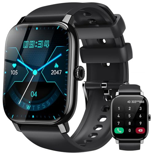 LLKBOHA Smartwatch Herren - 1,85 Zoll Touchscreen Smart Watch mit Telefonfunktion, Fitness Watch mit Herzfrequenzmonitor Schlafmonitor Schrittzähler,IP68 Wasserdicht für Android iOS