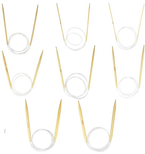 YXHZVON Bambus Rundstricknadel Set, 8 Größen 60cm Stricknadelset mit Klaren Kunststoffröhren, Doppelspitzige Rundstricknadeln für Tücher Schals Pullover Decken（2/2,5/3/4/5/6/7/8 mm）