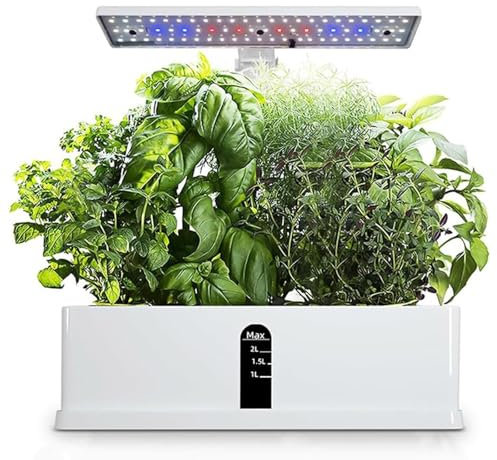 Système De Culture Hydroponique à 9 Dosettes - Jardinière D'intérieur pour Herbes Aromatiques avec Lampe De Croissance LED Et Minuterie Automatique, Jardinière Intelligente Réglable en Hauteur