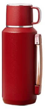 Simcat 800ml Thermal Flask 28 oz with Handle 316 Stainless Steel Vacuum Insulated Water Bottle, 24hr Keep Hot/Cold, Red Travel Tumbler, Daily Commute