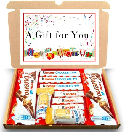 Kinder Chocolate Gift Box Hamper, Perfect for Presents, Assorted Kinder Treats, Letter Box Friendly, Kinder Chocolate Gift Box, Kinder Bueno, Happy Hippo, Kinder Cards, Kinder Mini, Gift for All