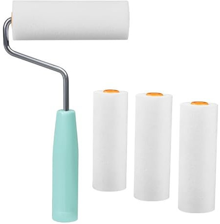 Lot de 9 rouleaux + 1 support - Petit ensemble de 56 mm - Mini rouleau en mousse avec étrier de rouleau à peinture - Rouleau de peinture murale - Kit de peinture en mousse - Pour fournitures de