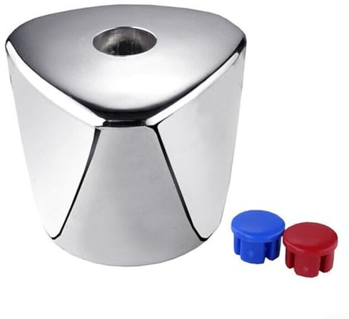 Besshepplo Hot & Cold Tap, Zinc Alloy Faucet Handle Knob Replacement Kitchen Bathroom Replacement Taps Hole Cover