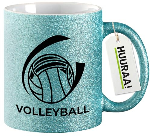 Huuraa Tazza Glitterata Scritta di pallavolo Tazza Regalo Blu 330ml Scritta di pallavolo Presente