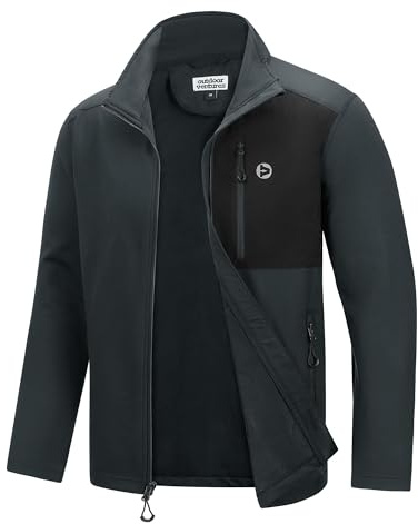 Outdoor Ventures Herren Sportjacke Leichte Funktionsjacke Übergangsjacke Fleecejacke mit 5 Taschen Freizeitjacke Trainingsjacke für Freizeit und Outdoor Dunkelgrau/schwarz 3XL