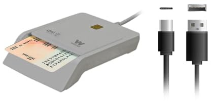 Woxter Elektronischer DNI Player mit Typ C Anschluss - Intelligenter elektronischer DNI DNI DNI 3.0 und 4.0, Typ C, kompatibel mit PC und Mac, mit Typ C auf USB A Adapter, Farbe: weiß