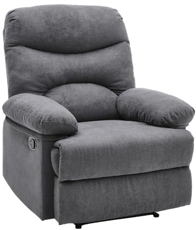 INMOZATA Velvet Recliner Armchair with Adjustable Legrest and Backrest Overstuffed Reclining Chairs Manual Recliner Chair for Living Room Bedroom Home Theater Cafe (Grey)