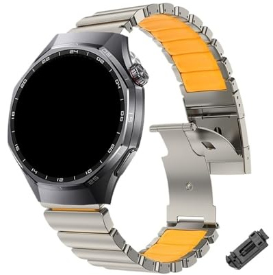 Titan-Kautschukarmband for Huawei Watch 5/GT6 Pro/GT5/GT4/4Pro/Ultimate/GT3 – Ersatz for das Business-Metall-Sportarmband(Ti-O,For GT5)