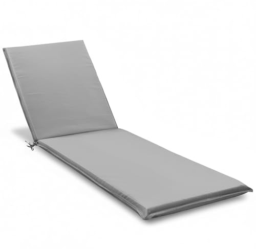 Zyncove Liegenauflage, 190x58x6cm Outdoor Bequeme Sonnenliege Polster Befestigungsbänder, Waschbar Auflage Gartenliege für Gartenmöbel Liegestuhl Liegen, Gartenliege Hellgrau