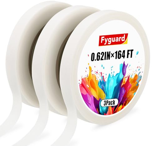 Fyguard 3 Rollen Künstlerklebeband für Aquarellpapier, 50m x 16mm Weißes Klebeband Säurefrei Abdeckband Schwach Klebend Kreppband zum Malen Einrahmen