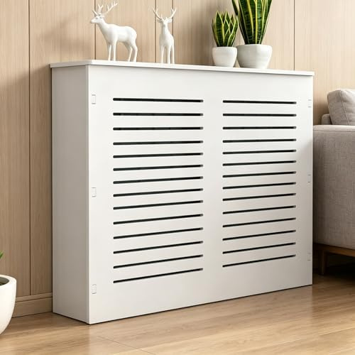 DSEWTEZXI Blanco MDF ventilación Cubre Mueble radiador, Moderno Respirable Cubre radiadores, Balda cubreradiadores con Plataforma de Almacenamiento.(L50*W15*H60cm)
