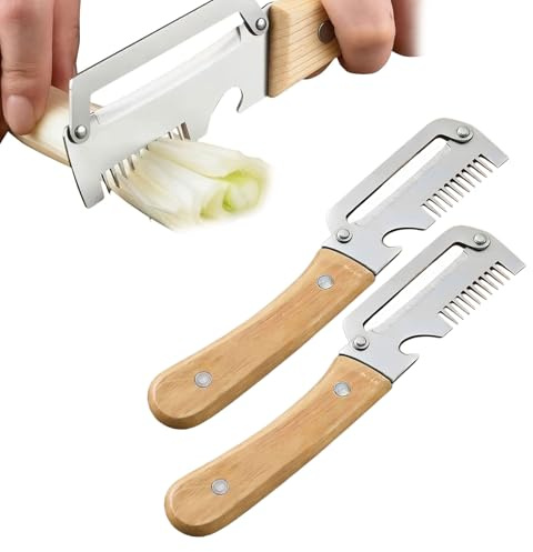 2 Stück Multifunktionaler Gemüsesschäler für Die Küche 3-in-1 Gemüses Und Obsts Edelstahl Schäler, Sparschäler Mit Holzgriff, Küchenschäler mit Flaschenöffner, für Karotten, Gurken, Tomaten