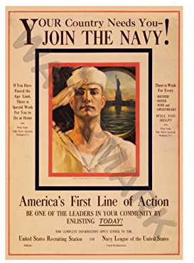 Wee Blue Coo Join Usa Navy Ww1 Recruitment Ad 12x16'' Framed Art Print F12x12043