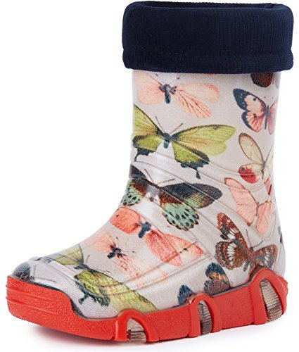 Ladeheid Kinder Mädchen Jungen Gummistiefel gefüttert Swk 28 (Schmetterling, 35/36 EU)
