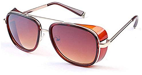 (Golden Frame - Brown Lens) Sunglasses - Iron Man - Steampunk - Tony Stark - Retro - Man - Unisex