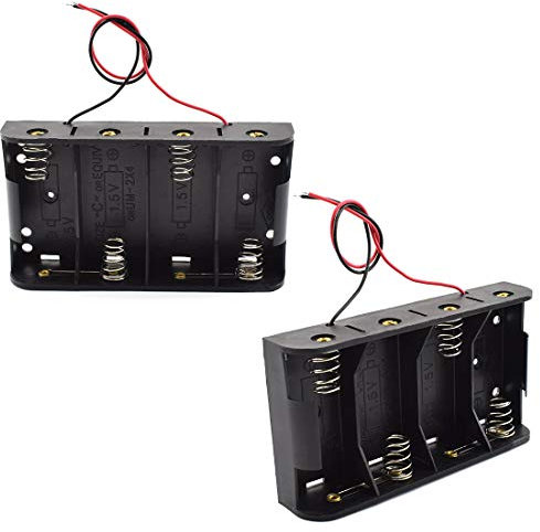 SDTC Tech 2-Pack 4X C Cell Battery Holder 6V C Size Battery Case Box with Wire Leads