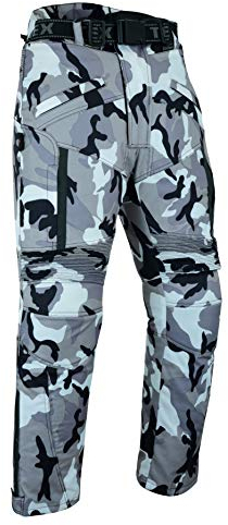Texpeed Motorradhose mit protektoren herren - Textil Grau Camouflage Wasserdicht Motorroller Motorrad Bikerin Mit Gepanzerte Schutz (EN 1621-1) - XL Taille/Kurz Bein
