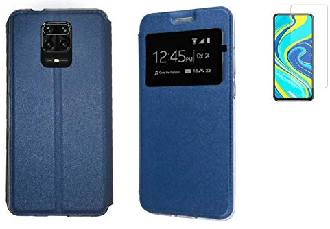 Todobarato24h Funda Compatible con Xiaomi Redmi Note 9S / 9 Pro (6.67) Azul Libro Ventana + Protector de Cristal Templado