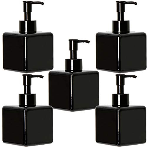 Youngever 5 Pacchetti di 250ML Bottiglie a Pompa in Plastica Quadrata 250ML, Distributore di Sapone Schiumoso in Plastica (Nero)