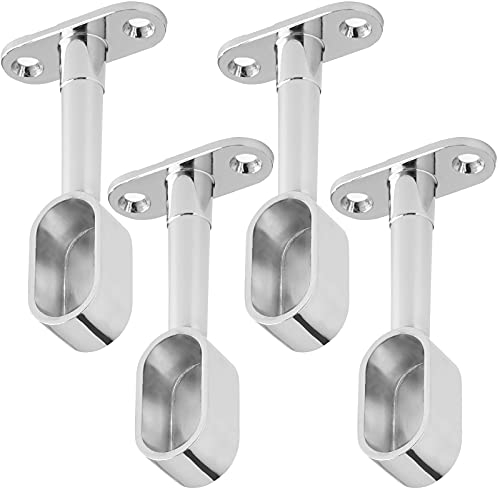 SOTECH 2 Paar (4 Stück) Schrankstangenhalter Endstück für 2 ovale Kleiderstangen (30 x 15 mm) Chrom poliert höhenverstellbar 84-112 mm Kleiderstangenhalter Endstücke