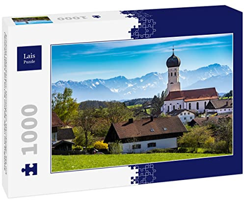 Lais Puzzle Schönes Oberbayern: Münsing am Starnberger See mit Panoramablick auf Kirche und die Alpen mit Zugspitze 1000 Teile