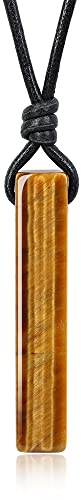 COAI Geschenkideen Unisex Lederkette mit Bar Anhänger Säule Glückskette aus Tigerauge