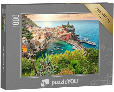puzzleYOU: Puzzle 1000 Teile „Bezauberndes Panorama von Vernazza, Cinque Terre, Ligurien, Italien“ – aus der Puzzle-Kollektion Italien