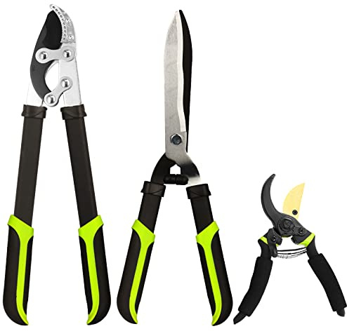 YRTSH Loppers Hedge Clippers & Pruners Combo Set 3-Piece Hedge Shears, Sharp Tree Trimmer Branch Cutter for Yard, Lawn & Garden, Professional Tree Clippers Yard Clippers for Indoor & Outdoor Gardening