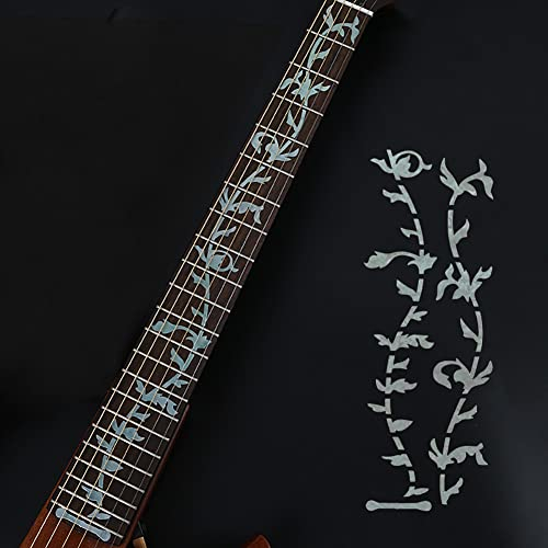 Alnicov Gitarrengriffbrettmarker Inlay-Aufkleber,DIY Gitarrenhals-Griffbrettaufkleber für Bass-Akustikgitarre E-Gitarre,Baum des Lebens,Weiß