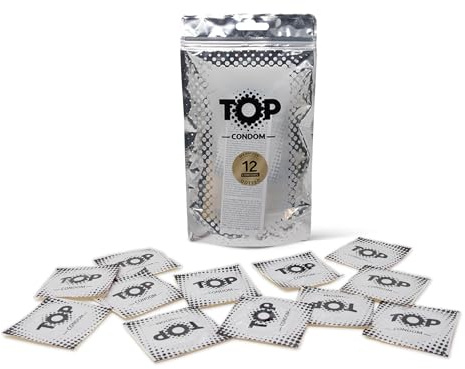 TOP Kondome 12 Stück Packung, Genobbt, natürlich und gefühlsecht, aus Latex, mit Reservoir, Durchmesser 53 mm, für Männer