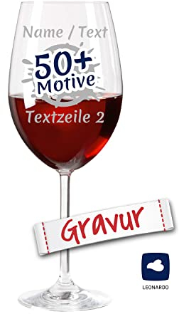 LEONARDO Rotwein Weinglas mit Gravur personalisiert/Namen, Rotweinglas graviert als Geschenk zum Geburtstag Jahrestag Hochzeit Verlobung (DAILY, 640 ml)