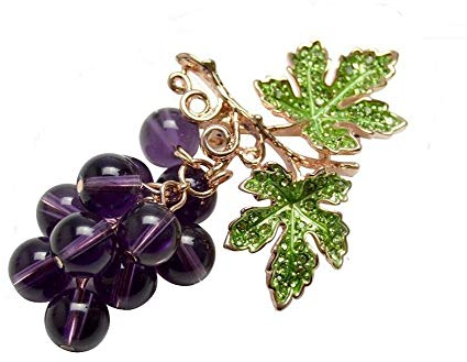 Broche bijou épingle grappe de raisin violet en acier.