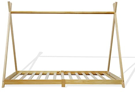 Rebecca Mobili Kinderbett, freistehendes Bett, Montessori-Stil, für Babys, Kiefer Natur, Lattenrost 90 x 200 cm - Art. RE6761