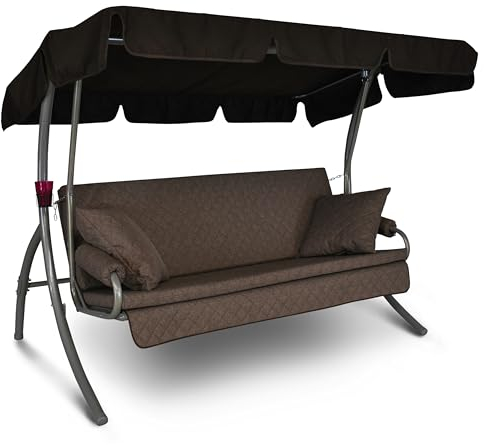 Angerer Hollywoodschaukel Trend – Schaukel zum Sitzen, Liegen & Entspannen, inkl. Bett-Funktion, einfache Montage, Made in Germany, waschbare Kissenbezüge, Taupe
