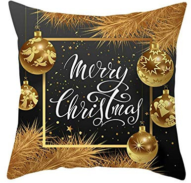 Bishilin Kissenbezüge 40x40CM Waschbar, Kissenbezug Leinen Weihnachtskugeln Merry Christmas Kissenbezüge Weihnachten Modern für Sofakissen Wohnzimmer