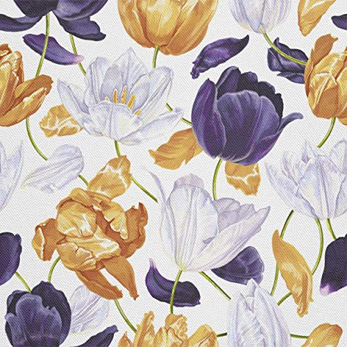 HEKO PANELS Stoff Oxford Wasserdichte Meterware Canvas-Stoff Polyester Stoff Zum Nähen Nähstoffe Möbelstoffe Dekostoffe Handwerken Wasserabweisend Blickdicht Tulpen 2 Meter 155 x 200 cm