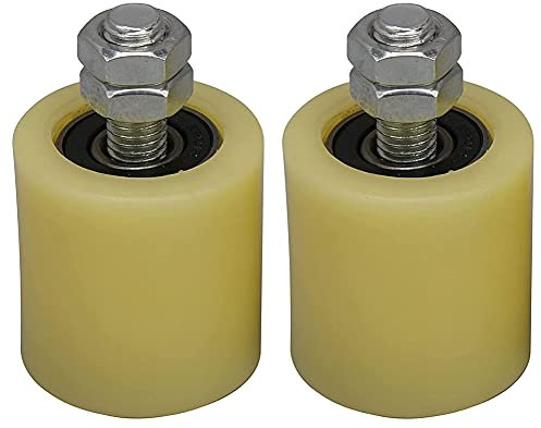 CUSFSRA 2 PièCes SéRies 48X50Mm Jaune Argent Nylon Acier Plat Roulement à Rouleaux Roue de Guidage 6201 M12 Vis pour Porte éLectrique Porte Coulissante