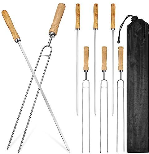 ABOOFAN Kabob-Spieß Grillspieß e Doppelspieße Zum Grillen Flacher Grill Lange Schaschlik-Spieße Aus Edelstahl Wiederverwendbares -Set Für Fleisch Garnelen Hühnchen BBQ Fleischspieß
