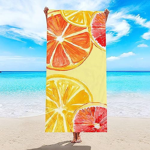 Lieson Strandhandtuch Mikrofaser, Badetuch Strandlaken Handtuch Strandtuch 80x160CM Sandfreie, Schnell Trocknende Pampelmuse Gelb Orange Rot Tragbares Saunatuch Badehandtuch