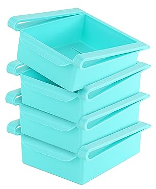 GEEZY Fridge Storage Organiser Retractable Fridge Drawer Under shelf Space Saving Storage Basket Fruit and Veg Containers Set of 4