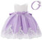 Lito Angels Vestito Elegante per Bambine, Abito Principessa per Cerimonia di Festa di Compleanno, con Cerchietto a Fiocco, Taglia 3-4 Anni, Viola (Etichetta in Tessuto 100)