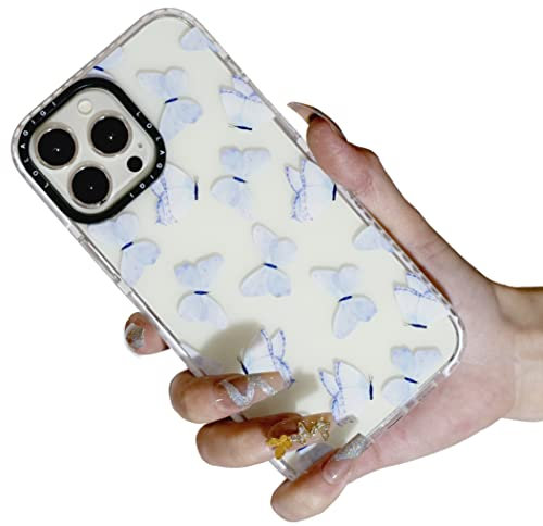 LOLAGIGI for iPhone 12 Pro Max Case for Women, Cute Blue Butterfly Animal Print Girly Design Kawaii Aesthetic Cartoon Pattern for Girls Teens Soft TPU Case Cover for iPhone 12 Pro Max 6.7