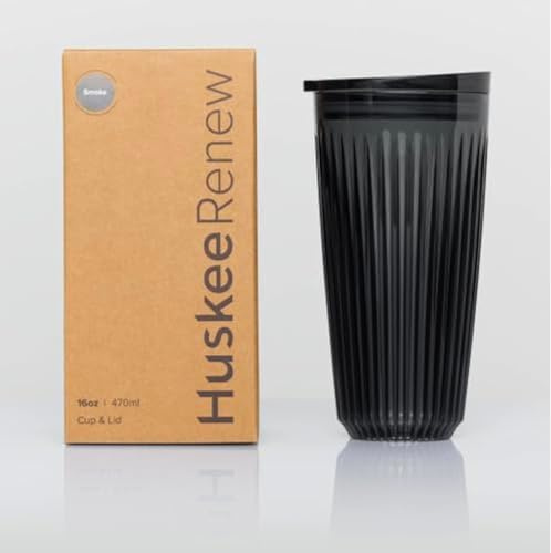 Huskee Renew Range Cup & Lid- Amber and Smoke - (6oz, 8oz, 12oz, 16oz) (Smoke, 16oz Cup & Lid)