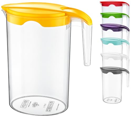 1.75 Litre Plastic jug with Lid (5 X Pack) | Jug for Water Juice Milk Pitcher Fridge Door Storage Contanier