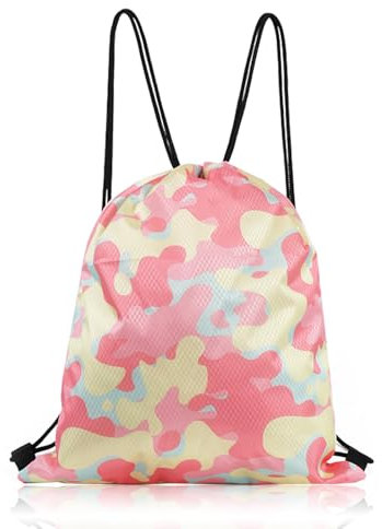 Borsa piscina bambina, borsa con coulisse per bambini bambini sportiva sacche bambini sacche da palestra Separazione Dry-Wet bambini sportiva sacche Sport Gym PE Beach Bag per Ragazze (Rosa)